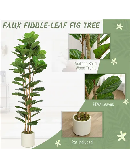 HOMCOM 180cm Artificial Fiddle Leaf Fig Tree - Green