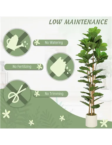 HOMCOM 180cm Artificial Fiddle Leaf Fig Tree - Green