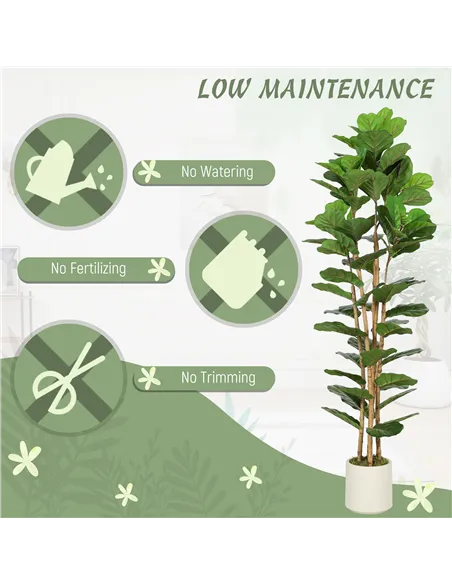 HOMCOM 180cm Artificial Fiddle Leaf Fig Tree - Green