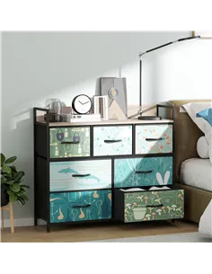 HOMCOM 7-Drawer Chest of Drawers - Blue 2