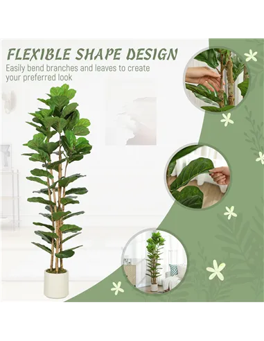 HOMCOM 180cm Artificial Fiddle Leaf Fig Tree - Green