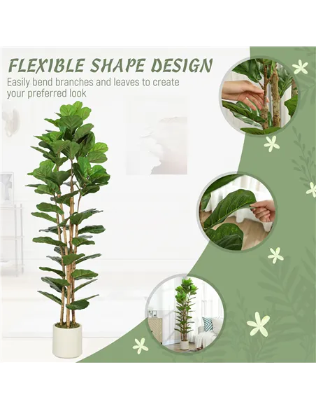 HOMCOM 180cm Artificial Fiddle Leaf Fig Tree - Green