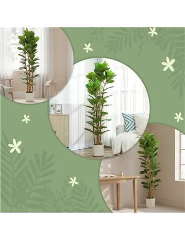 HOMCOM 180cm Artificial Fiddle Leaf Fig Tree - Green