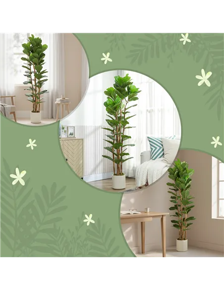 HOMCOM 180cm Artificial Fiddle Leaf Fig Tree - Green