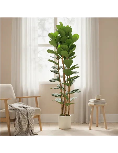 HOMCOM 180cm Artificial Fiddle Leaf Fig Tree - Green