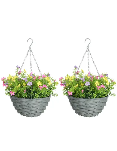 HOMCOM Set of 2 Artificial Hanging Cosmos Flowers - Multi-Colored