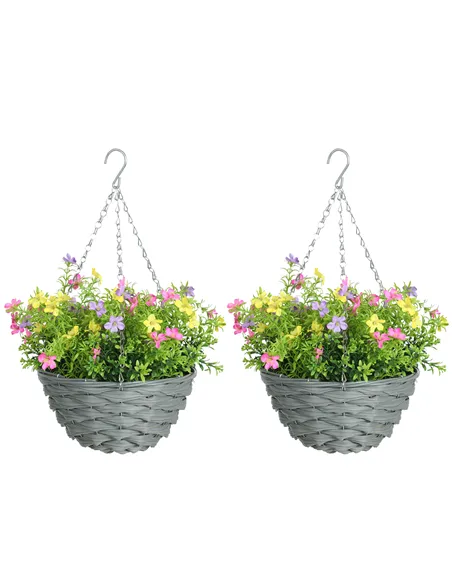 HOMCOM Set of 2 Artificial Hanging Cosmos Flowers - Multi-Colored