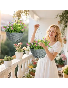 HOMCOM Set of 2 Artificial Hanging Cosmos Flowers - Multi-Colored 2