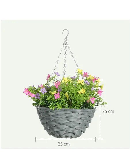 HOMCOM Set of 2 Artificial Hanging Cosmos Flowers - Multi-Colored