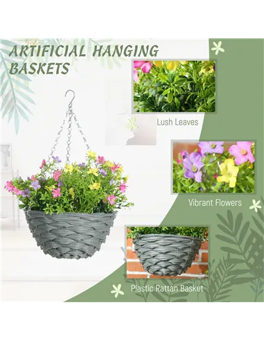 HOMCOM Set of 2 Artificial Hanging Cosmos Flowers - Multi-Colored