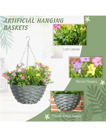 HOMCOM Set of 2 Artificial Hanging Cosmos Flowers - Multi-Colored