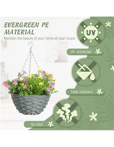 HOMCOM Set of 2 Artificial Hanging Cosmos Flowers - Multi-Colored