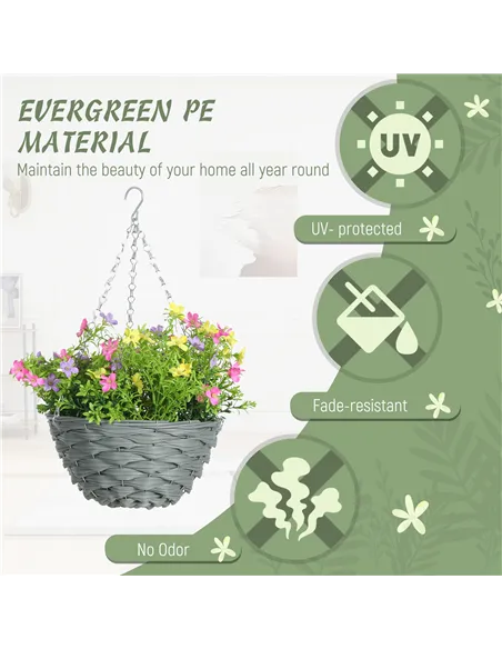 HOMCOM Set of 2 Artificial Hanging Cosmos Flowers - Multi-Colored