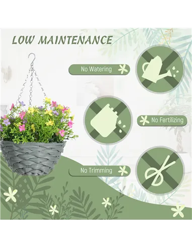 HOMCOM Set of 2 Artificial Hanging Cosmos Flowers - Multi-Colored