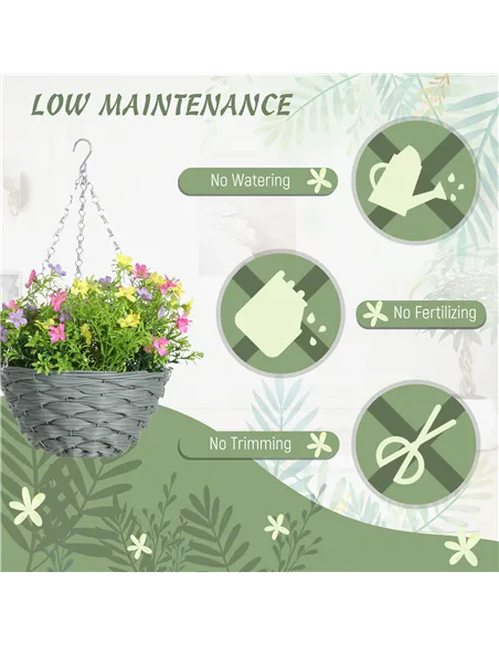 HOMCOM Set of 2 Artificial Hanging Cosmos Flowers - Multi-Colored