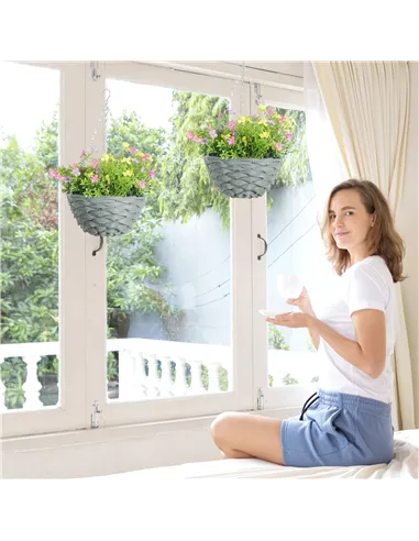 HOMCOM Set of 2 Artificial Hanging Cosmos Flowers - Multi-Colored