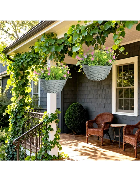 HOMCOM Set of 2 Artificial Hanging Cosmos Flowers - Multi-Colored