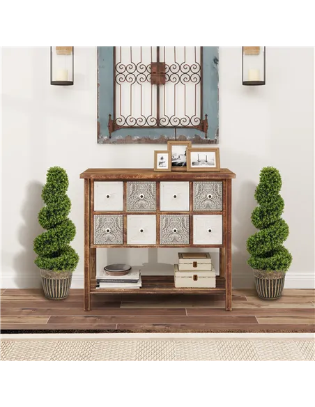 HOMCOM Set of 2 Artificial Plants, Topiary Spiral Boxwood Trees with Pot, for Home Indoor Outdoor Decor, 90cm