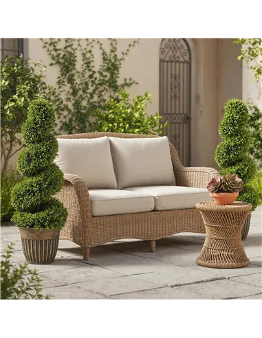 HOMCOM Set of 2 Artificial Plants, Topiary Spiral Boxwood Trees with Pot, for Home Indoor Outdoor Decor, 90cm