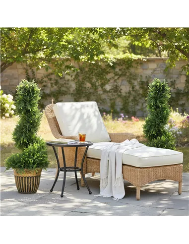 HOMCOM Set of 2 Artificial Plants, Topiary Spiral Boxwood Cypress Trees with Pot, for Home Indoor Outdoor Decor, 90cm