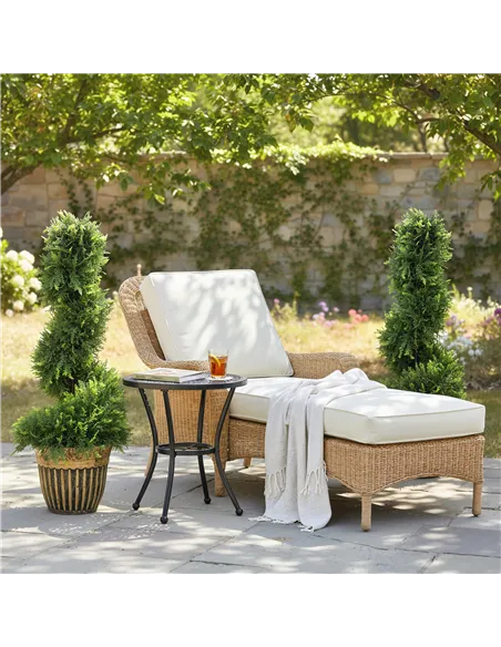 HOMCOM Set of 2 Artificial Plants, Topiary Spiral Boxwood Cypress Trees with Pot, for Home Indoor Outdoor Decor, 90cm