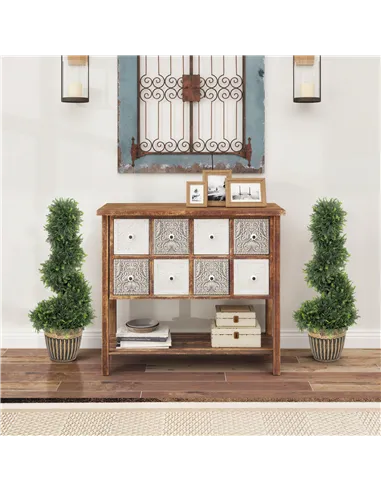 HOMCOM Set of 2 Artificial Plants, Topiary Spiral Boxwood Cypress Trees with Pot, for Home Indoor Outdoor Decor, 90cm