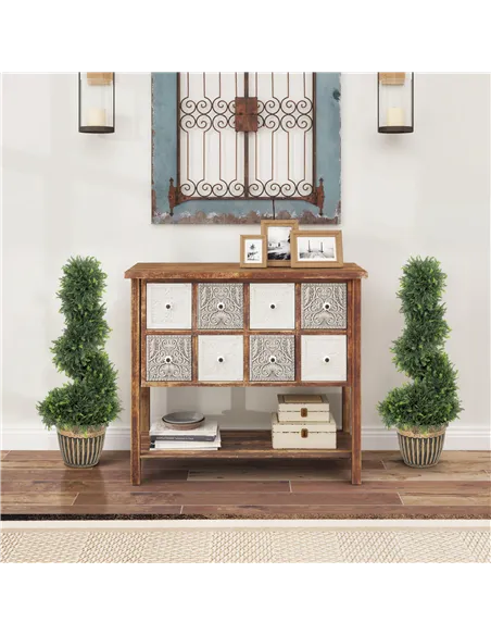 HOMCOM Set of 2 Artificial Plants, Topiary Spiral Boxwood Cypress Trees with Pot, for Home Indoor Outdoor Decor, 90cm