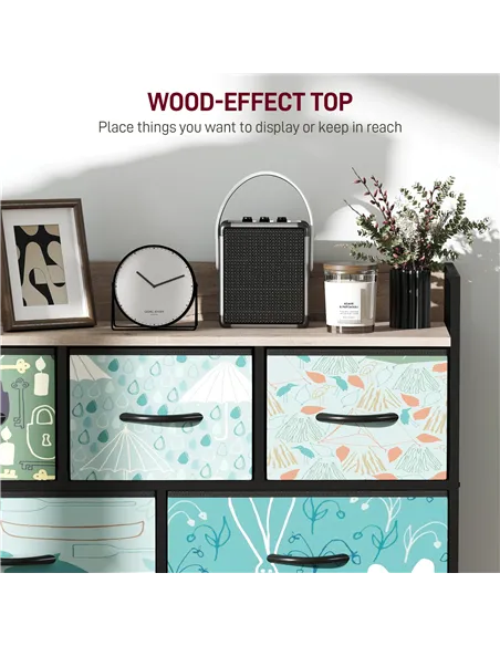 HOMCOM 7-Drawer Chest of Drawers - Blue