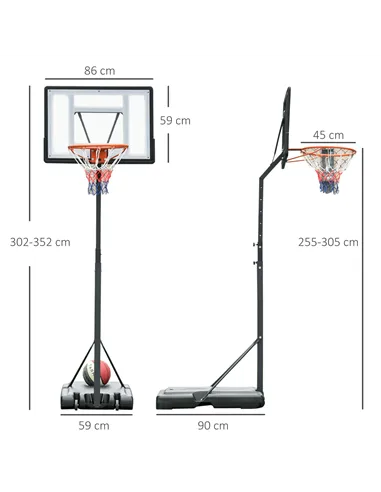 HOMCOM Portable 10ft Basketball Backboard Hoop Set Professional Outdoor Freestanding Basketball Stand with Wheels for Adults and