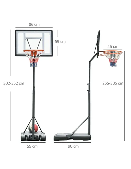 HOMCOM Portable 10ft Basketball Backboard Hoop Set Professional Outdoor Freestanding Basketball Stand with Wheels for Adults and
