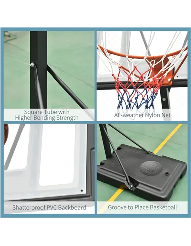 HOMCOM Portable 10ft Basketball Backboard Hoop Set Professional Outdoor Freestanding Basketball Stand with Wheels for Adults and
