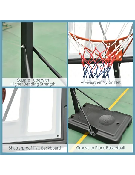 HOMCOM Portable 10ft Basketball Backboard Hoop Set Professional Outdoor Freestanding Basketball Stand with Wheels for Adults and