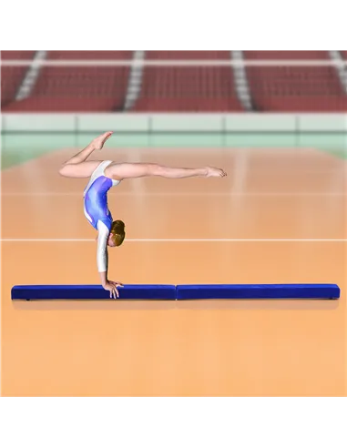 HOMCOM 2.1M 7FT Gymnastics Folding Balance Beam Home Gym Training Exercise Sports - Blue