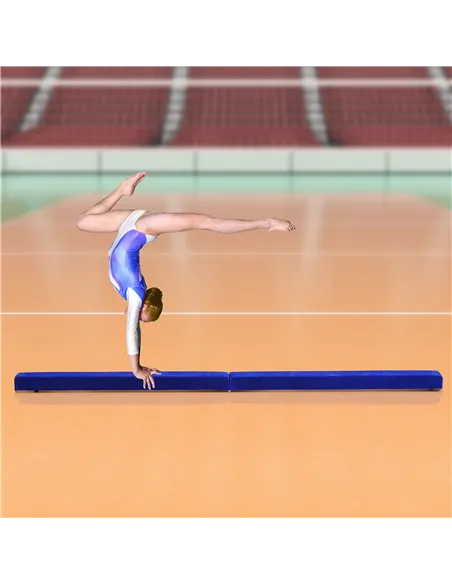 HOMCOM 2.1M 7FT Gymnastics Folding Balance Beam Home Gym Training Exercise Sports - Blue