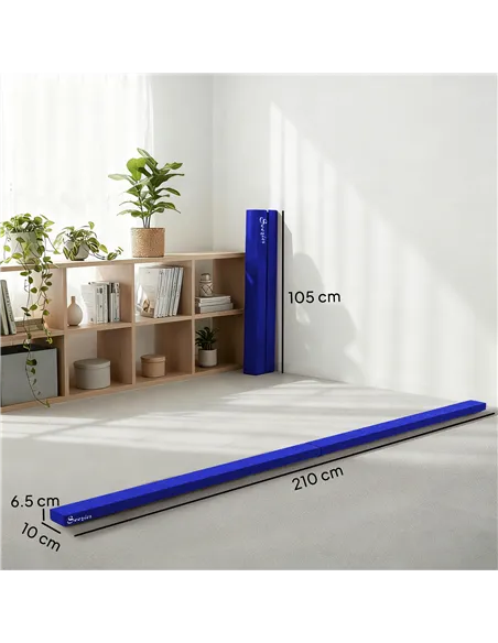 HOMCOM 2.1M 7FT Gymnastics Folding Balance Beam Home Gym Training Exercise Sports - Blue