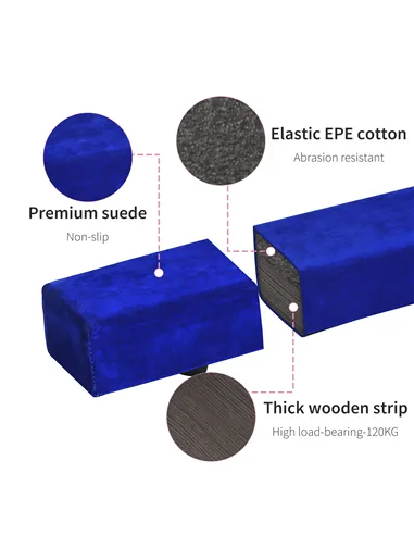 HOMCOM 2.1M 7FT Gymnastics Folding Balance Beam Home Gym Training Exercise Sports - Blue