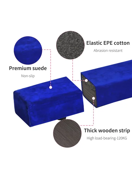 HOMCOM 2.1M 7FT Gymnastics Folding Balance Beam Home Gym Training Exercise Sports - Blue