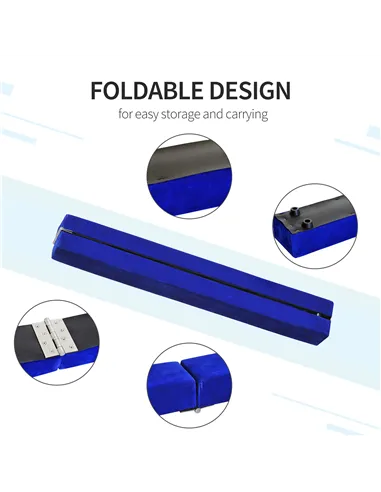 HOMCOM 2.1M 7FT Gymnastics Folding Balance Beam Home Gym Training Exercise Sports - Blue
