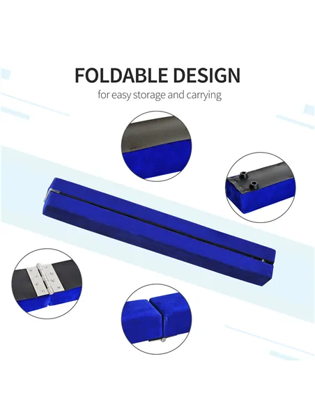 HOMCOM 2.1M 7FT Gymnastics Folding Balance Beam Home Gym Training Exercise Sports - Blue