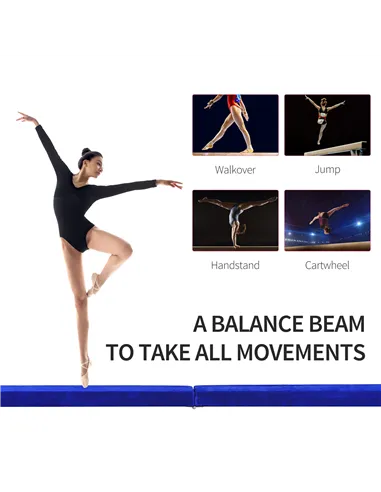 HOMCOM 2.1M 7FT Gymnastics Folding Balance Beam Home Gym Training Exercise Sports - Blue