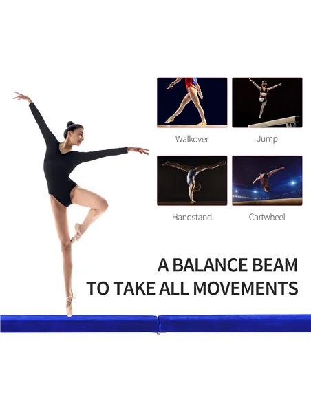 HOMCOM 2.1M 7FT Gymnastics Folding Balance Beam Home Gym Training Exercise Sports - Blue