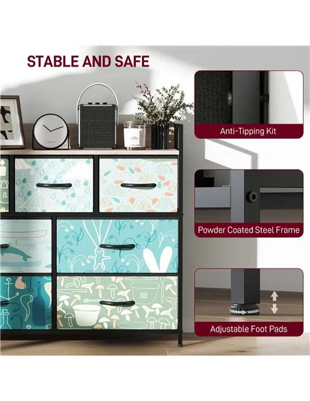 HOMCOM 7-Drawer Chest of Drawers - Blue