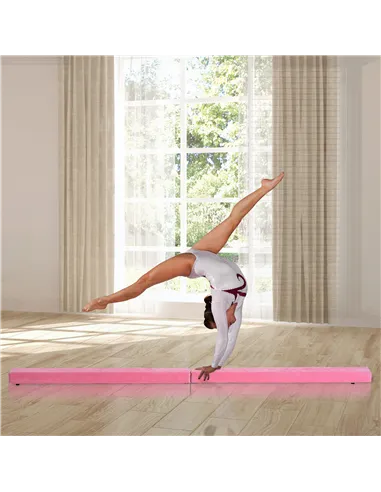 HOMCOM 2.1M 7FT Gymnastics Folding Balance Beam Home Gym Training Exercise Sports - Pink