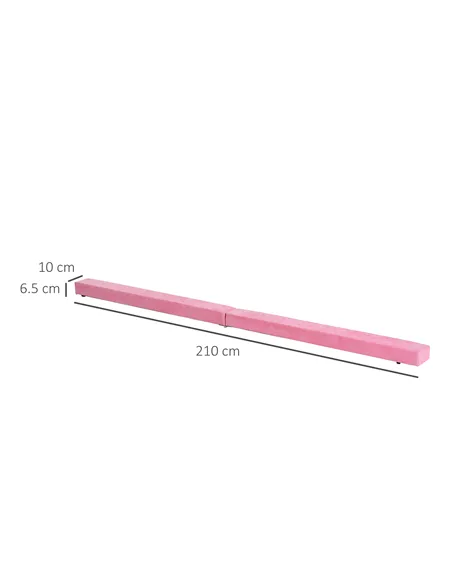 HOMCOM 2.1M 7FT Gymnastics Folding Balance Beam Home Gym Training Exercise Sports - Pink