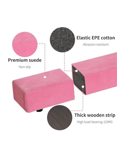 HOMCOM 2.1M 7FT Gymnastics Folding Balance Beam Home Gym Training Exercise Sports - Pink