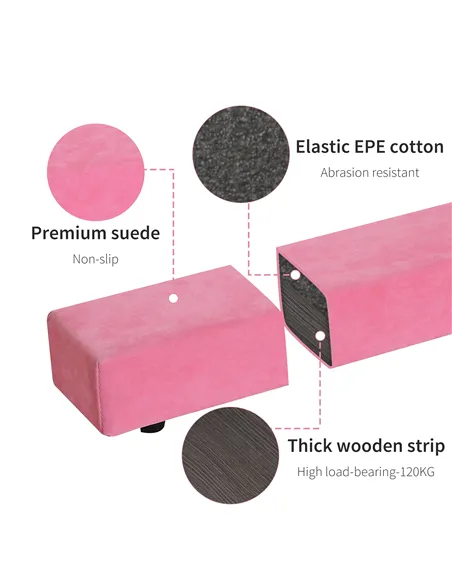 HOMCOM 2.1M 7FT Gymnastics Folding Balance Beam Home Gym Training Exercise Sports - Pink