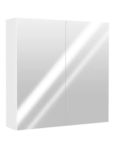 HOMCOM 60 x 15 cm Double Door Bathroom Mirror Cabinet - White