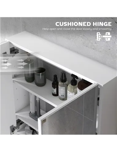 HOMCOM 60 x 15 cm Double Door Bathroom Mirror Cabinet - White