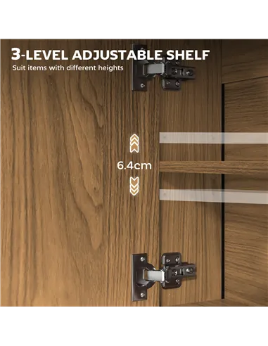 HOMCOM Bathroom Mirror Cabinet with Soft-Close Doors and Adjustable Shelf - Natural Wood Finish