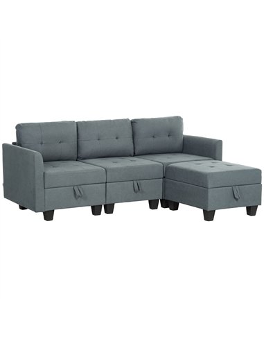 HOMCOM 'L' Shape Modular Sofa, with Storage - Dark Grey